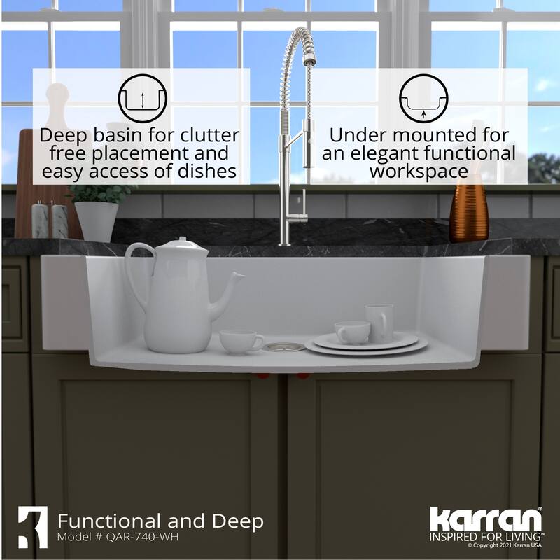 Karran Retrofit Farmhouse Quartz Single Bowl Kitchen Sink Kit
