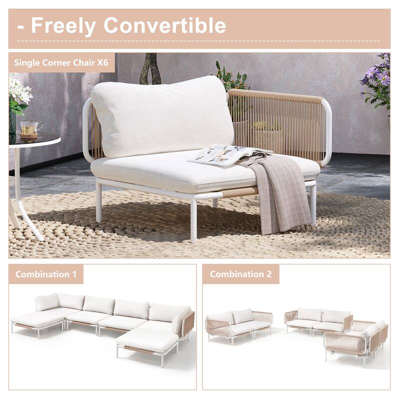 Outdoor Loveseat Composed of Two Chairs, Customizable Set by Combining Multiple Chairs - Combined by 2 corner chairs