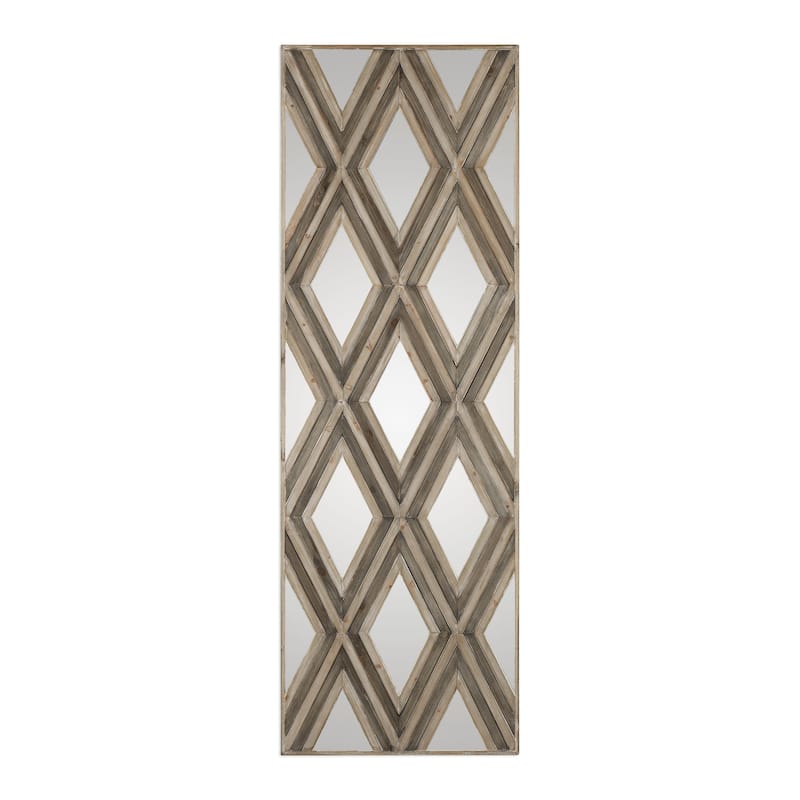 Uttermost Tahira Casual Contemporary Decorative Argyle Diamonds Wall - Ivory / Gray
