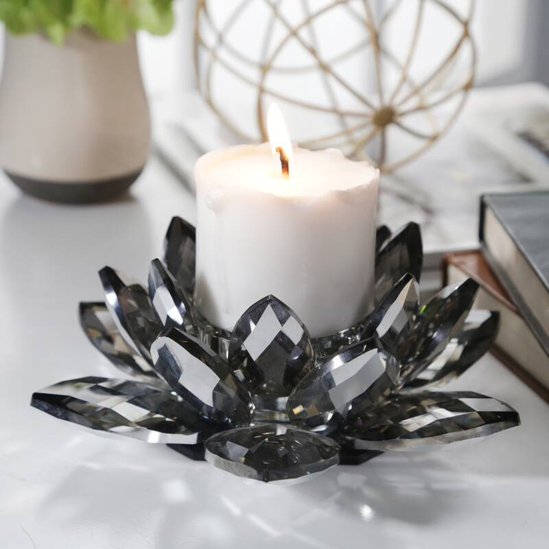 Iridescent Glass Crystal Lotus Votive Candle Holder