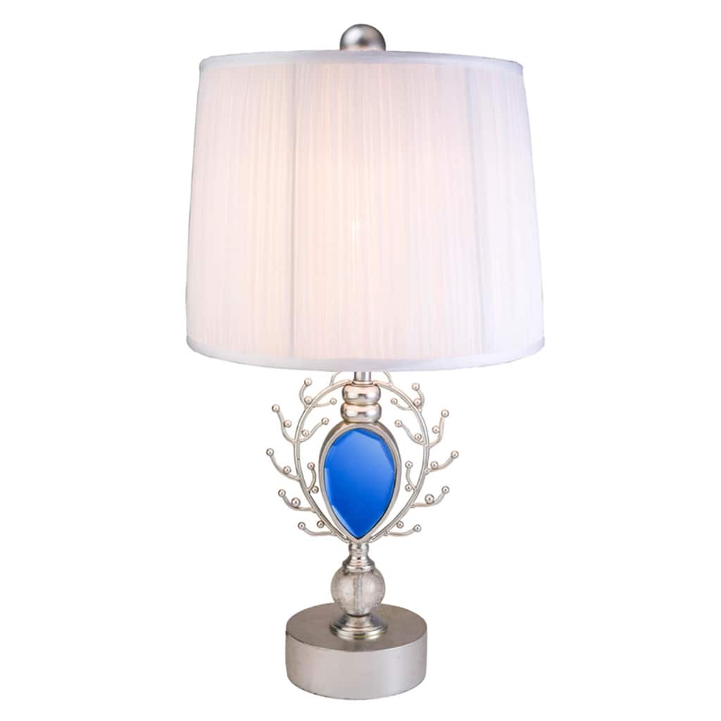 Table Lamp Elegant Design Turquoise Glass Shade Modern Accent Home Decor 27.75 Inch