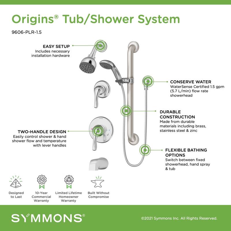 Symmons Origins Tub and Shower Trim Package with Single Function