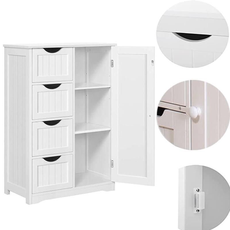 Four Draws and One Door Storage with 4 Drawers, Wooden Bathroom