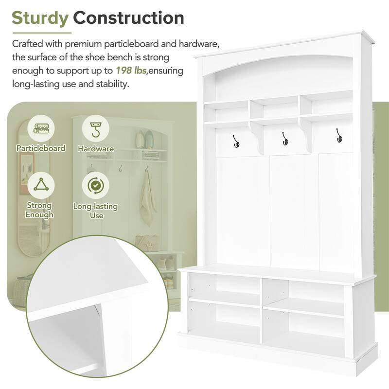 Hall Tree with Bench and Shoe Storage