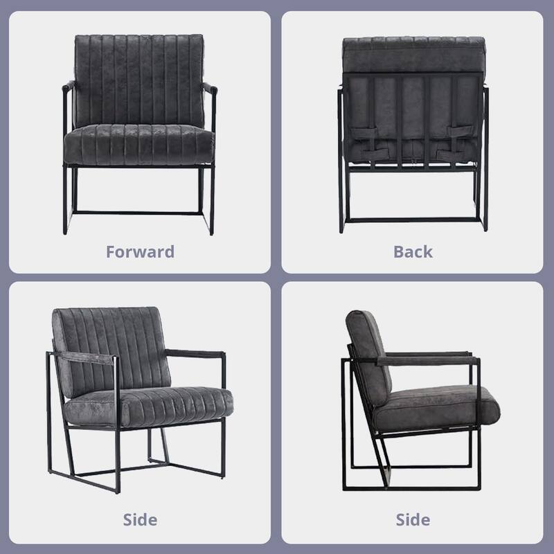Upholstered Accent Chair with Wide Large Backrest and Thick Cushion, Reading Chair for Living Room