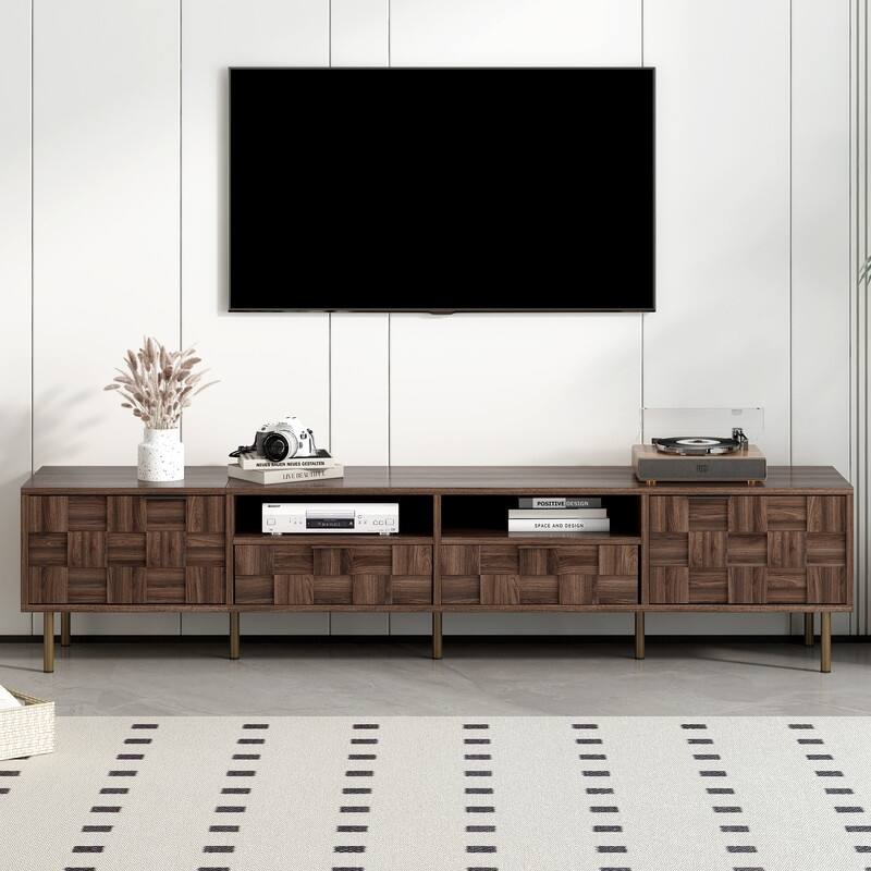 Mid Century TV Stand with 2 Drawers, Media Console Table for TVs up to 85''
