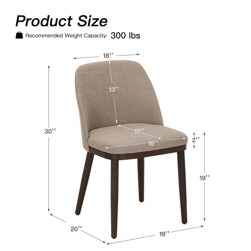 Set of 2 Upholstered Wood Dining Chairs for Dining Room, Restaurant