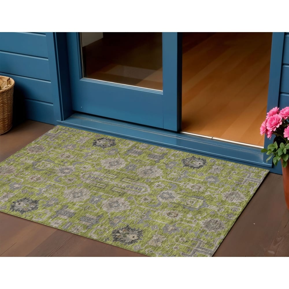 HomeRoots Oriental Traditional Rectangle Outdoor Rug