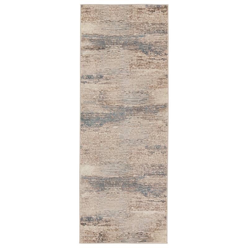 Malachite Abstract Gray/ Ivory Area Rug - 3' x 8'