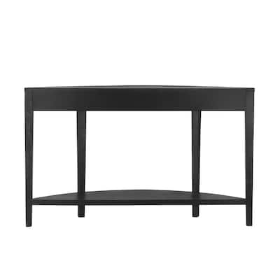 Elegant Half-Moon Entryway Table with Wood Veneer and Open Shelf