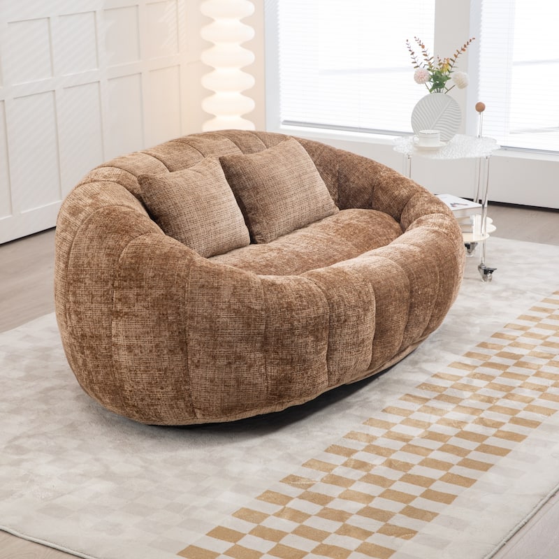 Modern Chenille 2-Seater Bean Bag Chair with 2 Pillows