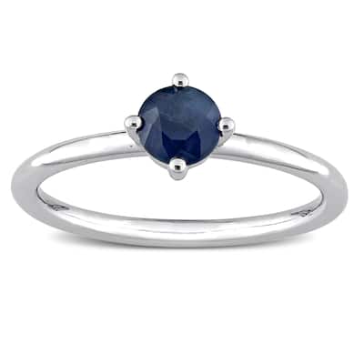 Miadora 10k White Gold Sapphire Solitaire Stackable Ring