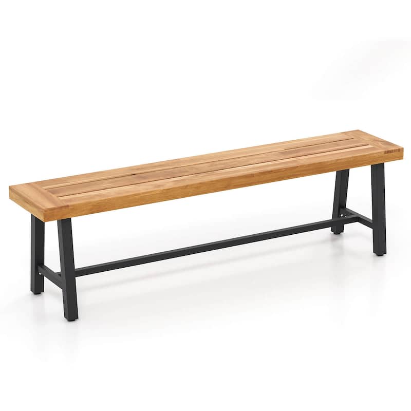 Costway 63" Long Outdoor Acacia Wood Bench Seats up to 3 Persons for - See Details
