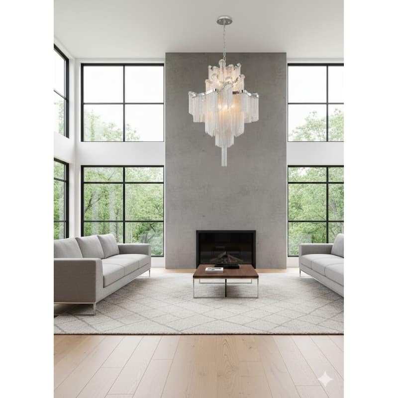 8 Light Chrome Aluminum Chain Chandelier