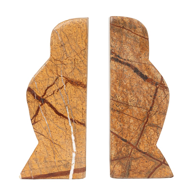 Decorative Travertine Wave Bookends, Set of 2