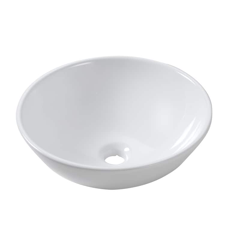 13 in. x 13 in. Round Bowl Modern Bathroom Above in White Porcelain Ceramic Vessel Vanity Sink Art Basin - 13"L x 13"W x 5"H