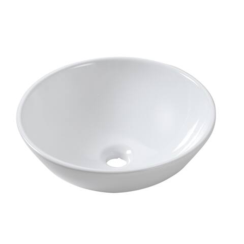 13 in. x 13 in. Round Bowl Modern Bathroom Above in White Porcelain Ceramic Vessel Vanity Sink Art Basin - 13"L x 13"W x 5"H