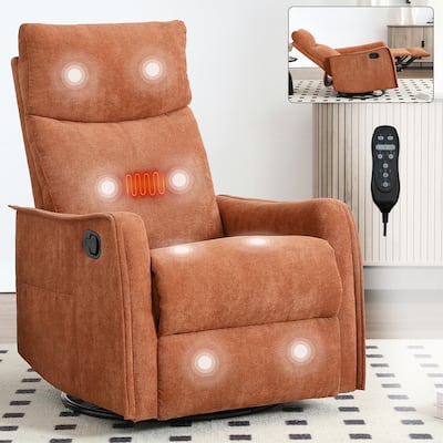 Rocker and Swivel Heat Massage Manual Recliner Chair for Living Room