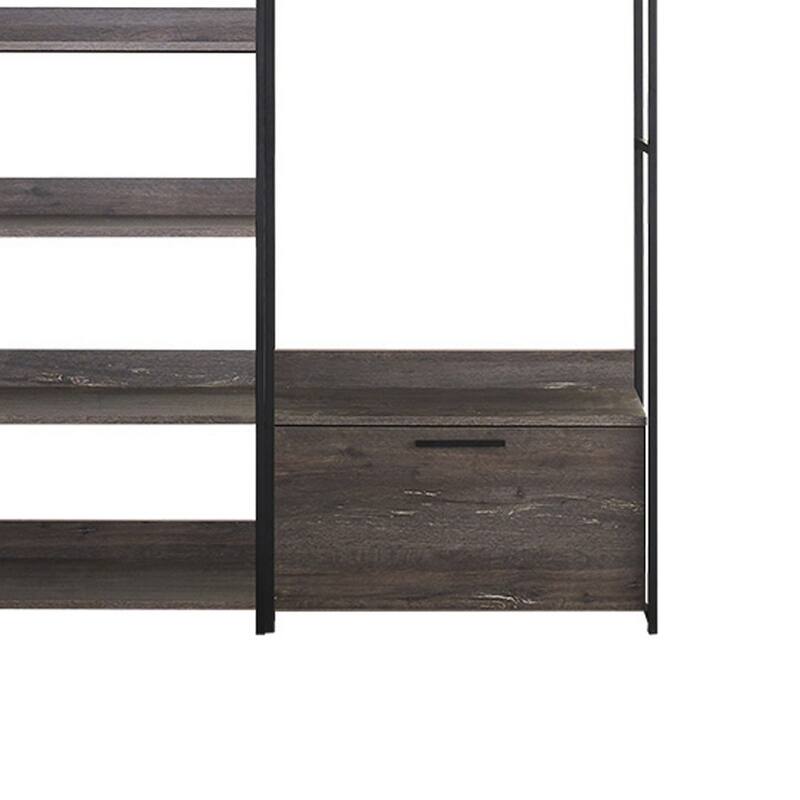 Gin Modular Closet System, 3 Hanging Rods, 8 Shelves, Black Metal