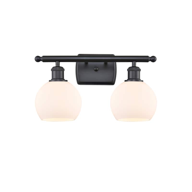 Innovations Lighting 516-2W-9-16 Athens Vanity Athens 2 Light 16" Wide - Matte Black / Matte White