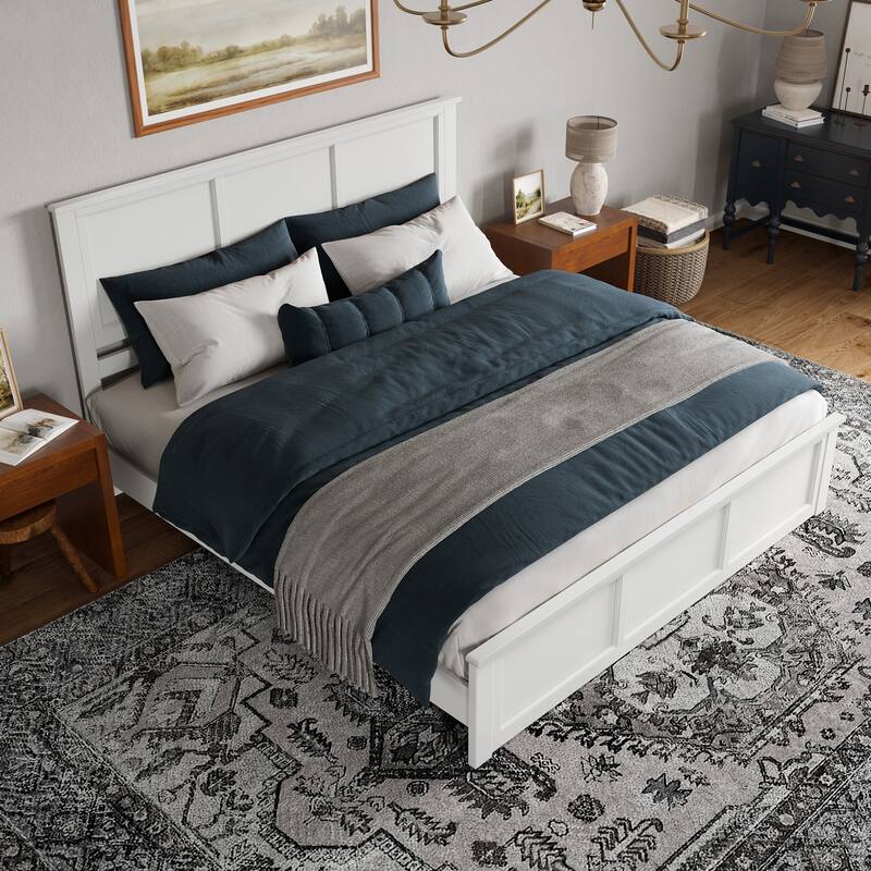 Charlotte Solid Wood Low Profile Platform Bed with Matching Footboard