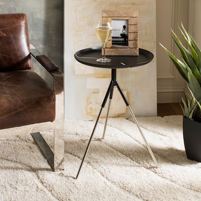 SAFAVIEH Lark Tri Leg Contemporary Glam Side Table - Black - 16" W x 16" D x 23" H