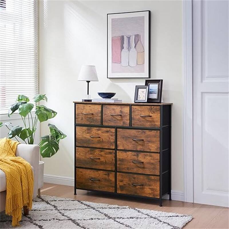 Fabric Storage Tower - Rustic Brown Wood Grain Print