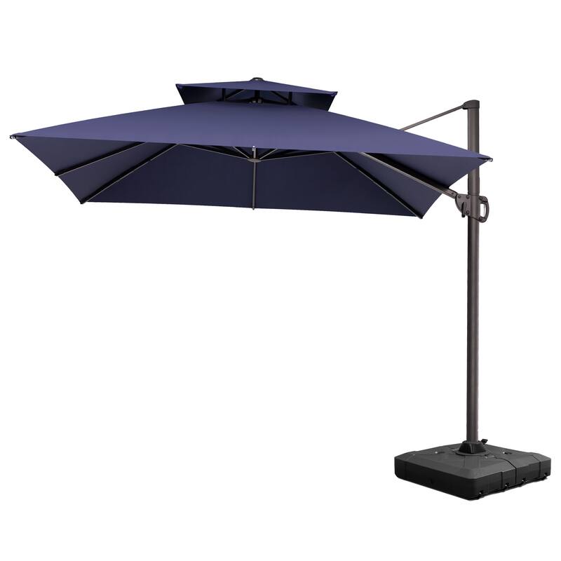 Pellebant Outdoor 10 FT Square Cantilever Patio Umbrella with Wheel Base