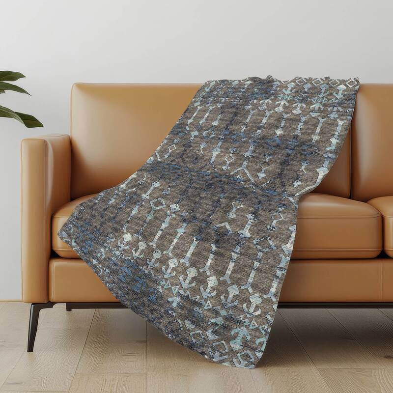 Premium Machine Washable ASB79 Moroccan Boho Sherpa Throw Blanket - Mink - 4'2" x 5'10"