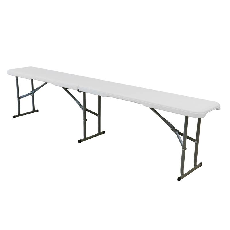 6 Foot Plastic Folding Bench in White