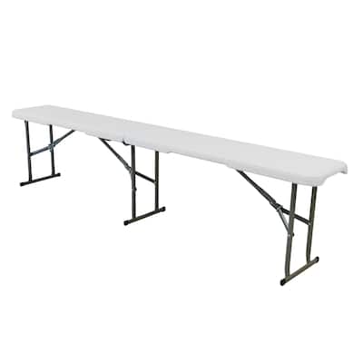 6 Foot Plastic Folding Bench in White