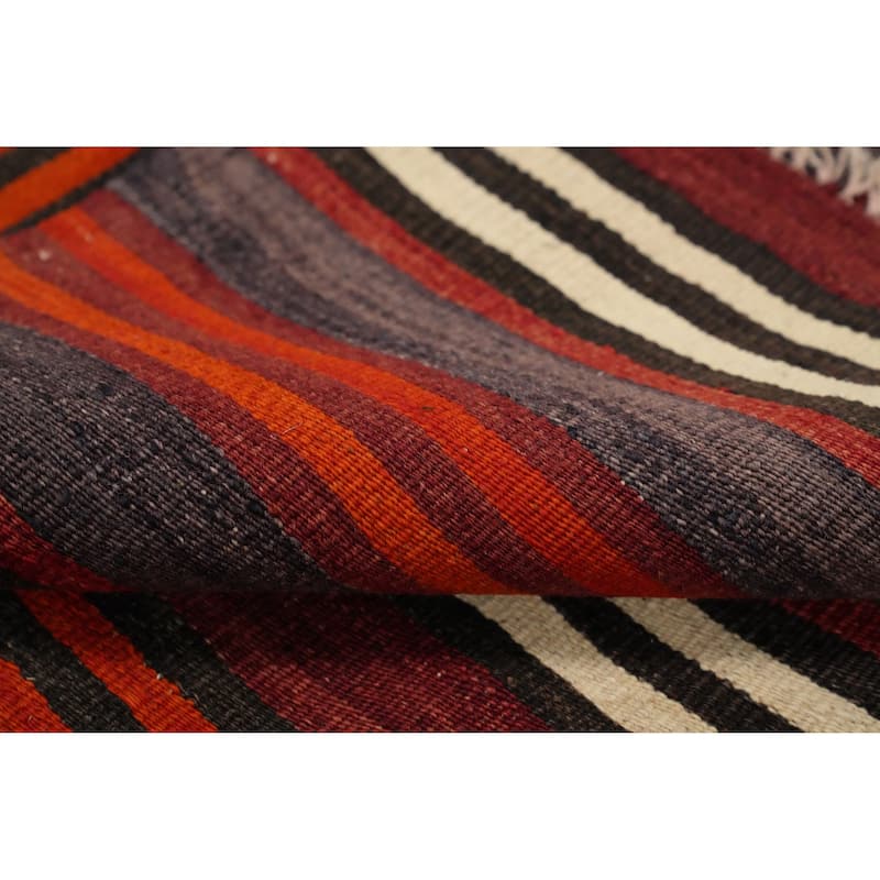 Hand Woven Oriental 100% Wool Carpet Southwestern Geometric Oranges & Rust Kilim Area Rug - 10' 8'' X 4' 11''