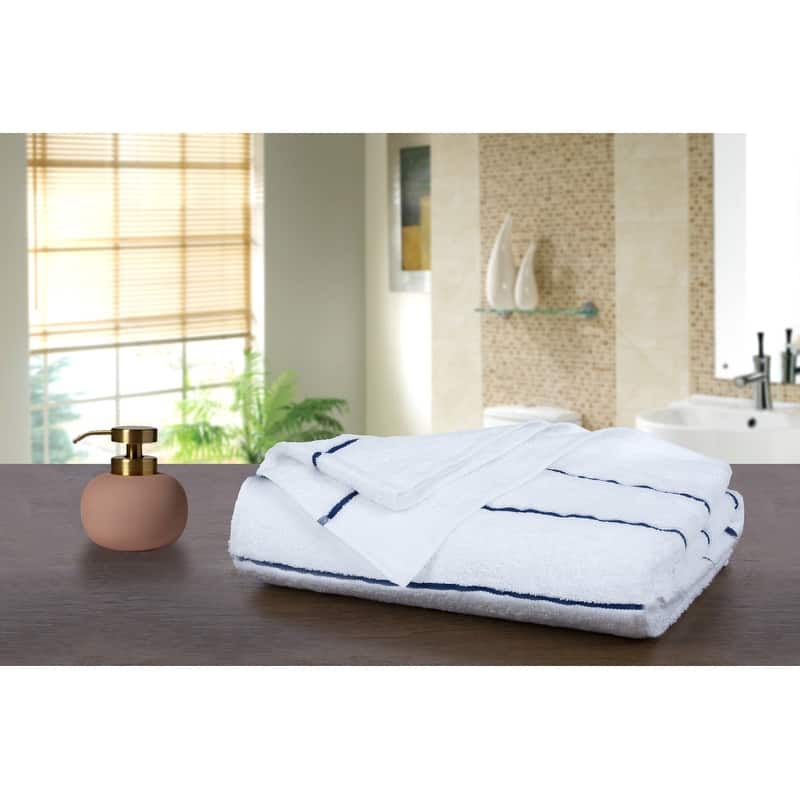 Pure Cotton Beach Towel Absorbent Cabana Striped by Ample Decor - 30" x 68"