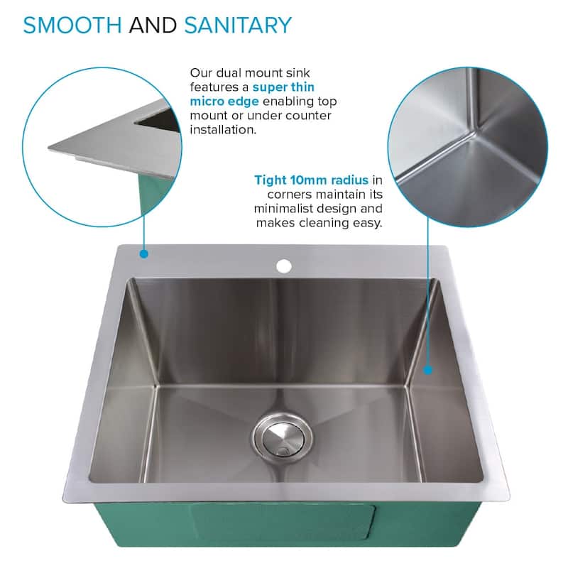Transolid TRS_LSA2-252212 LSA 25" Drop In / Undermount Single Basin