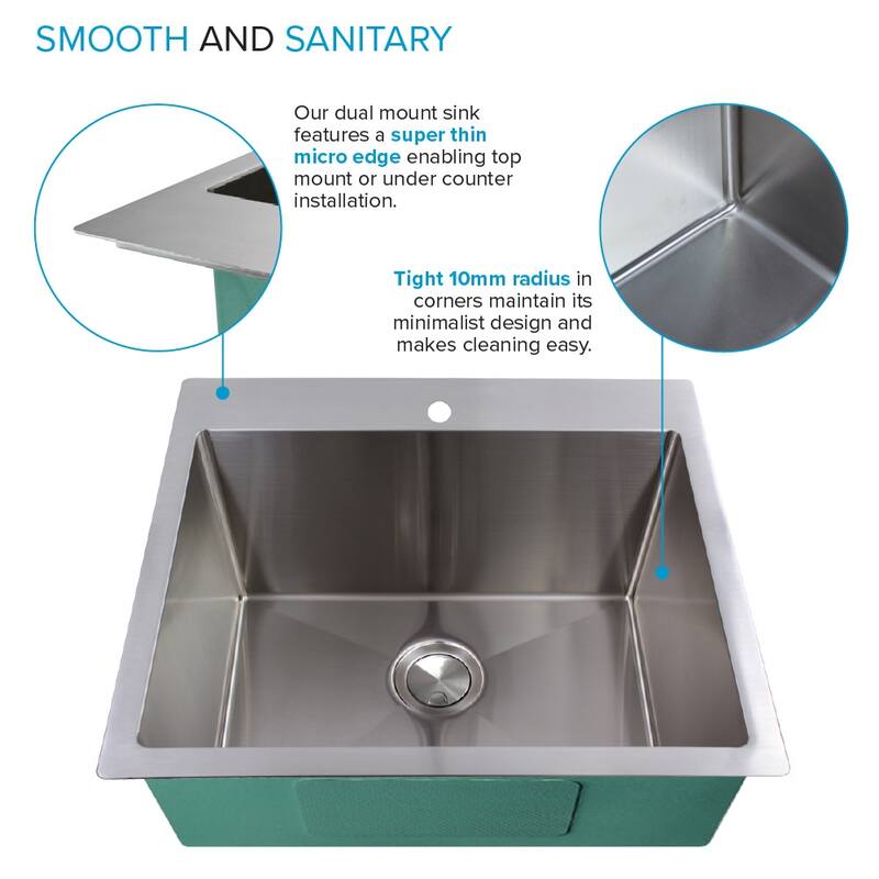 Transolid TRS_LSA3-252212 LSA 25" Drop In / Undermount Single Basin