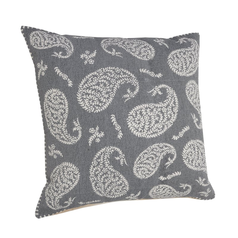 HomeRoots 24" X 24" Gray And White 100% Cotton Geometric Zippered Pillow