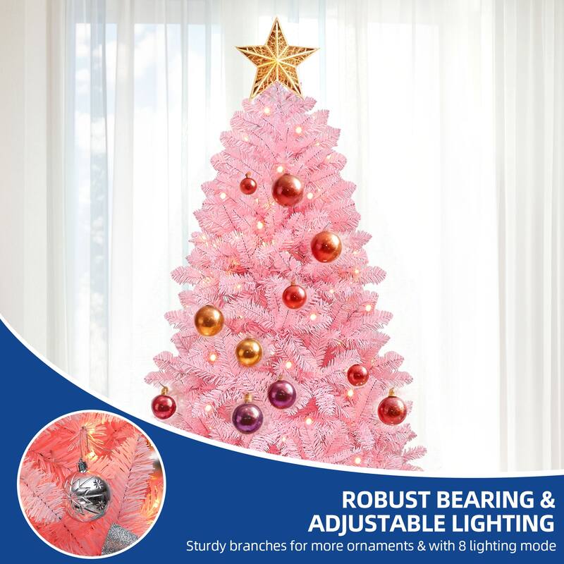 6/7.5 Ft Pink Spruce Artificial Christmas Tree