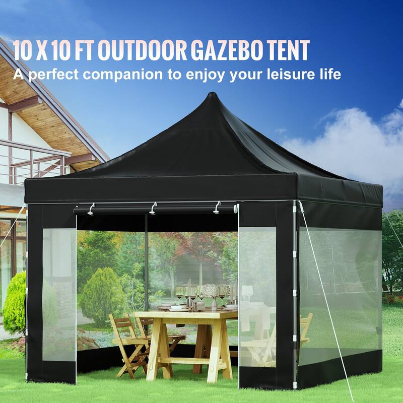PVC Outdoor Patio Gazebo Tent with Sidewalls and Roller Bag