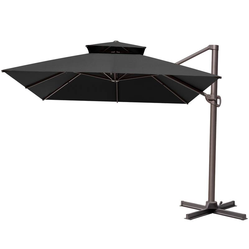 10 x 13 Feet Double Top Rectangular Patio Offset Cantilever Umbrella Aluminum with Crank