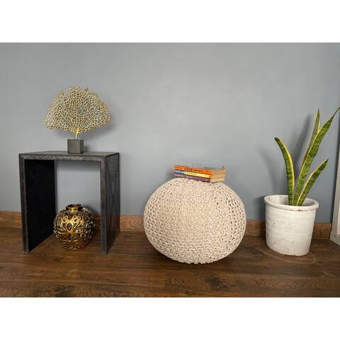 Loominaire Rustic Hand-knitted Cotton Pouf / Footstool "Tahiti"