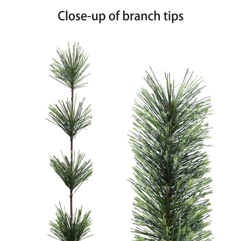Puleo International 4.5 ft. Pre-Lit Potted Natural Pine Artificial Christmas Tree