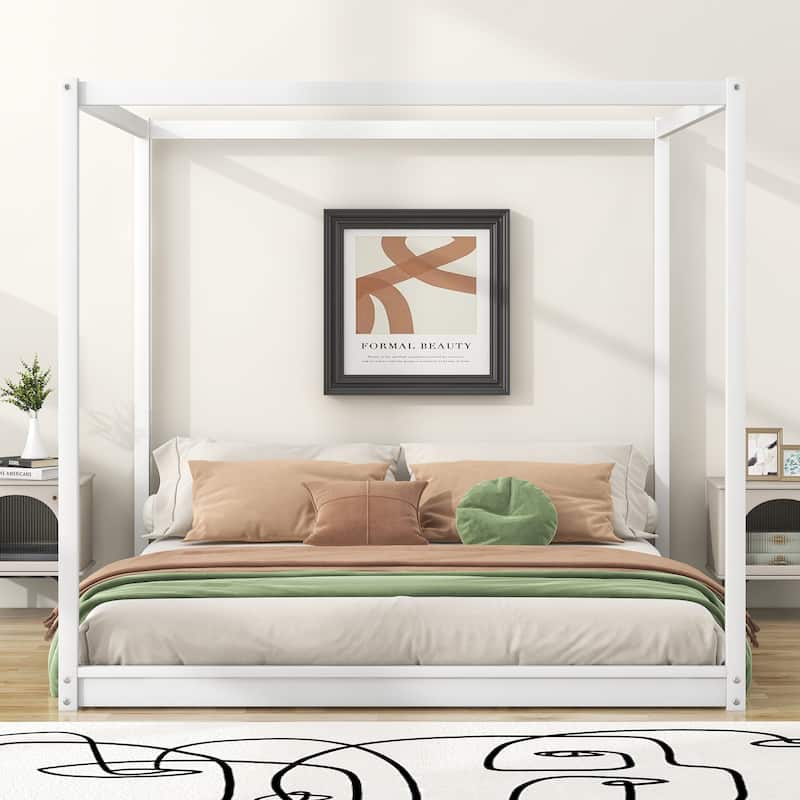 King Size Canopy Platform Bed with Support Legs