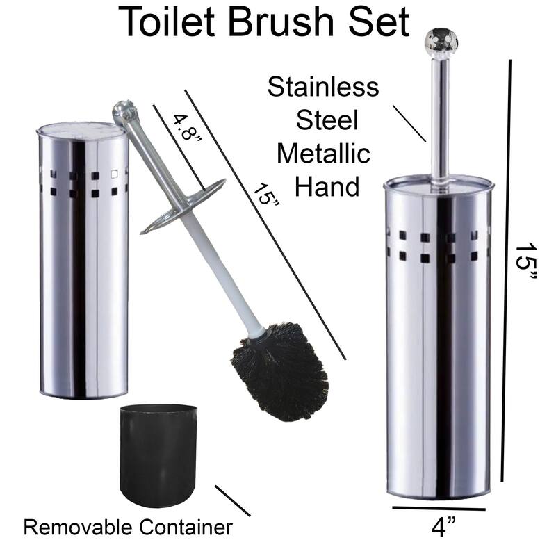 Freestanding Round Toilet Brush and Holder Set Metal