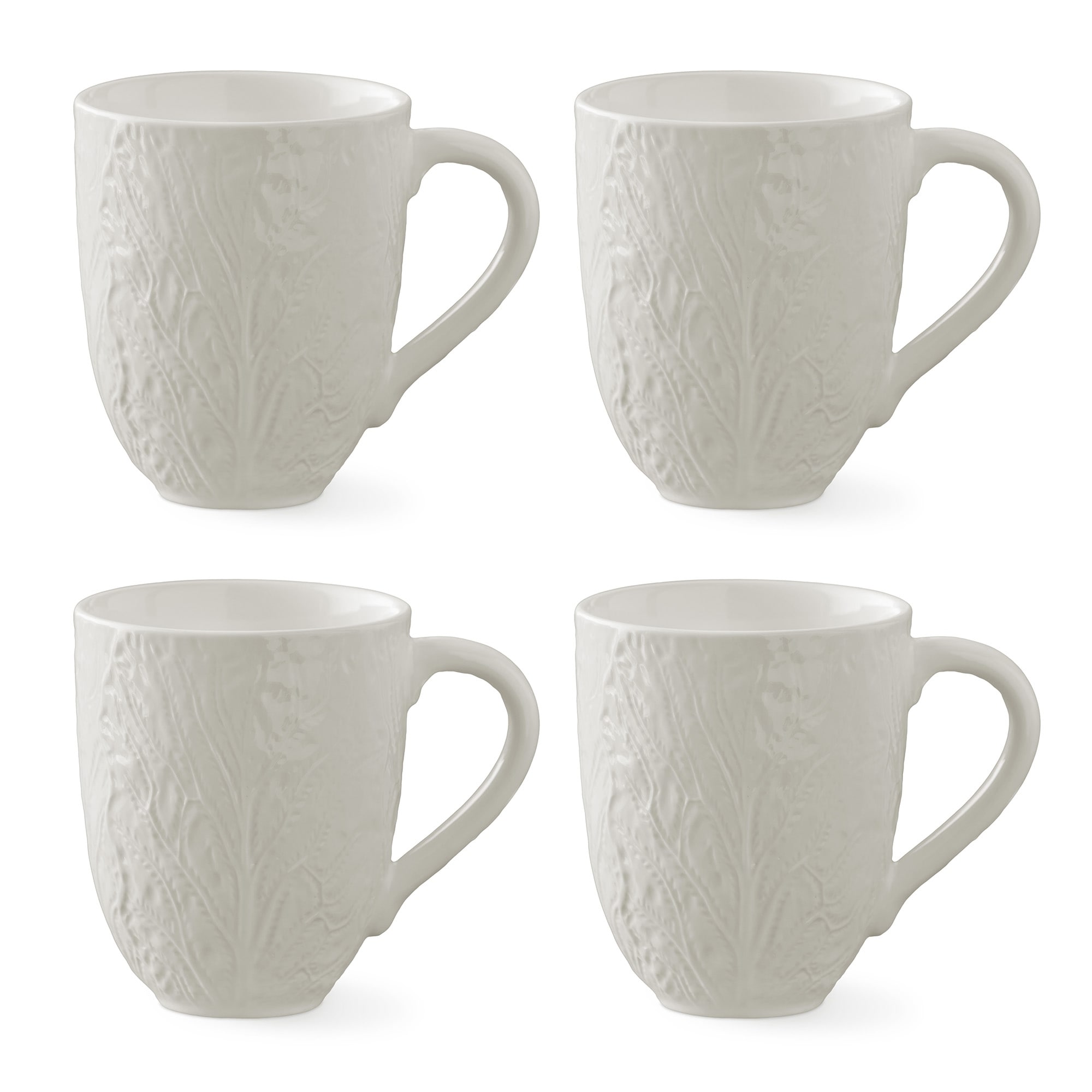 Certified International Le Jardin Set of 4 White Cabbage 3-D Mugs