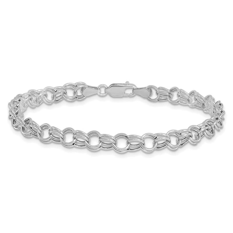Curata 14k White Gold 6mm Hollow Double Link Charm Bracelet Options: 7" 8"
