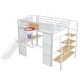 preview thumbnail 18 of 22, Metal Loft Bed with Bulit-in Desk, Slide and Open Wardrobe, Full Size Loft Bedframe with Storage Staircase and Basketball hoop