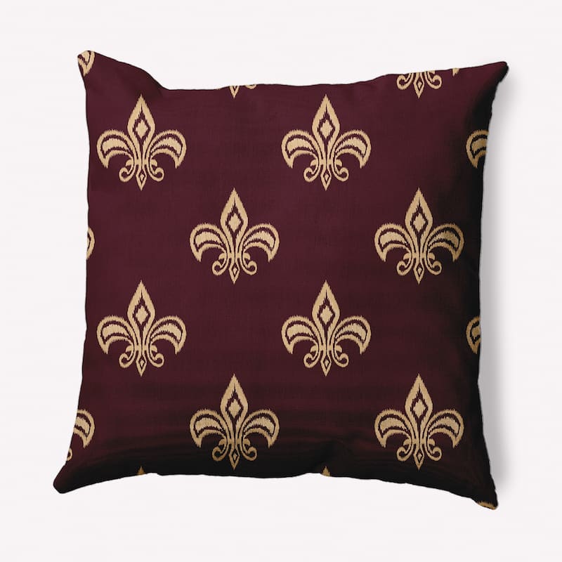 Fleur de Lis Indoor/Outdoor Throw Pillow - 18" x 18" - Pomegranate