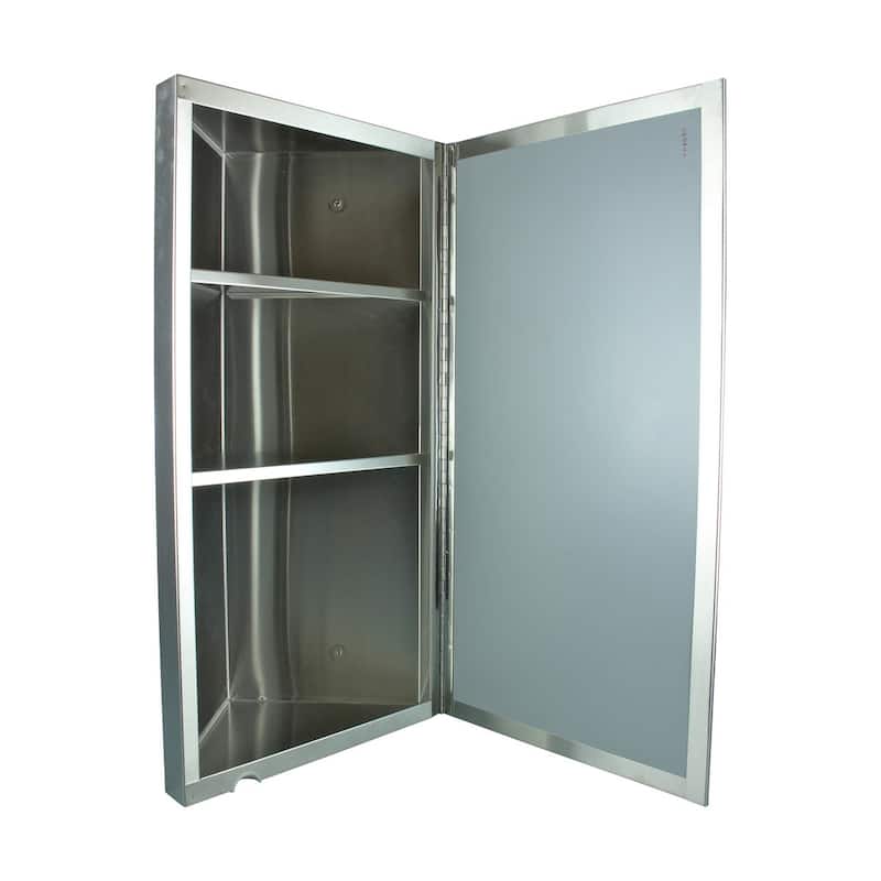 Corner Medicine Cabinet 23.62" x 11.87" Stainless Steel with Mirror Hardware Opens Left to Right (Set of 2) Renovators Supply