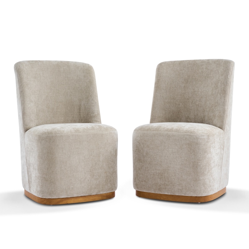 Christopher Knight Home - Modern Upholstered Rubber Wood Dining Chairs with High Back - Set of 2 - Oatmeal