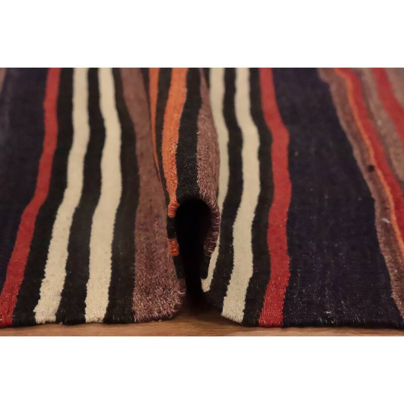 Hand Woven Oriental 100% Wool Carpet Southwestern Geometric Multi-Colored Kilim Area Rug - 10' 5'' X 5' 2''